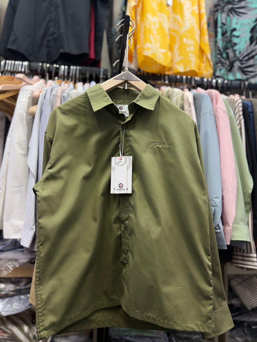 OLIVE BOXY FIT SHIRT