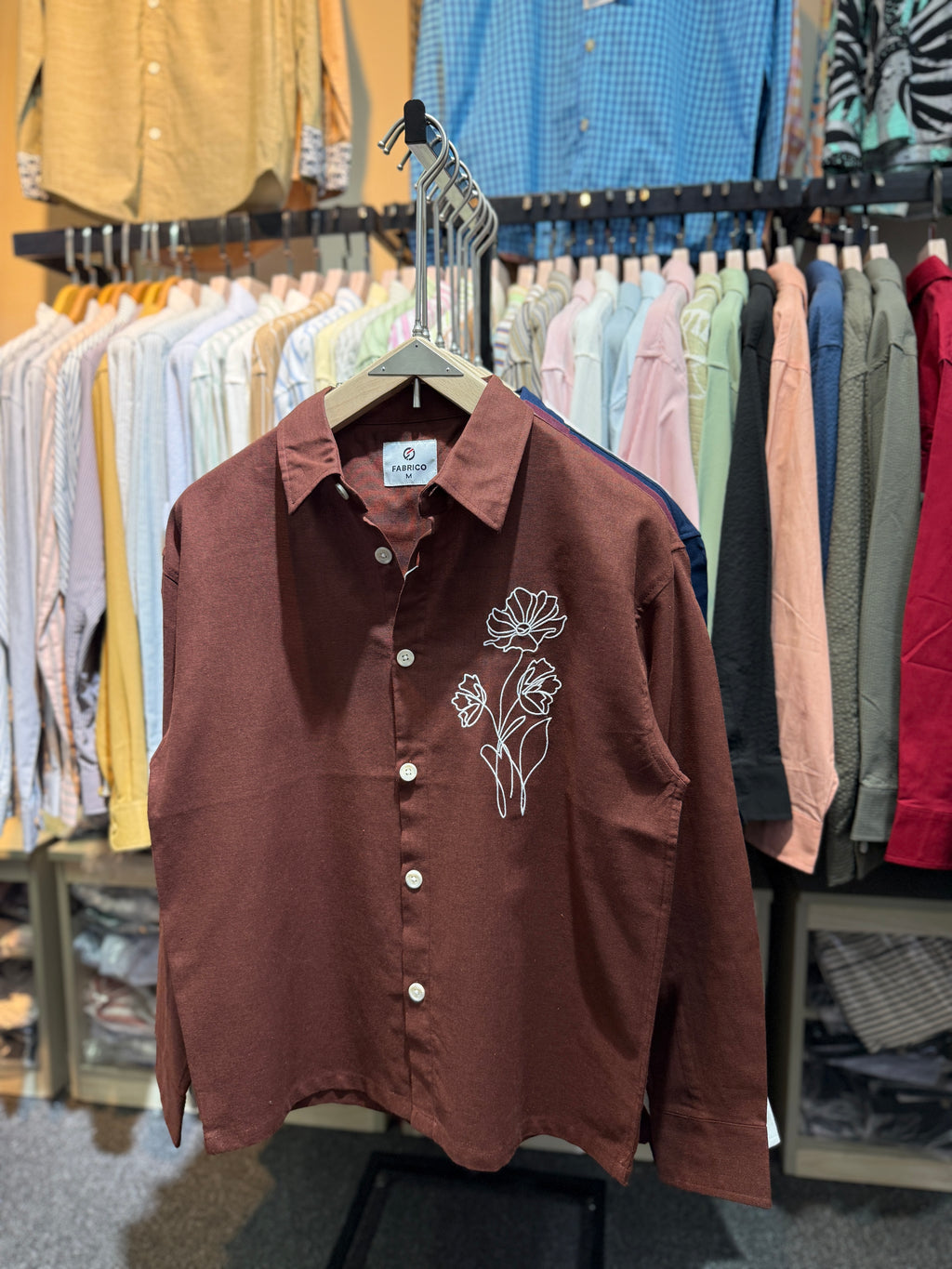 BROWN | EMBROIDERY work BOXY Shirt