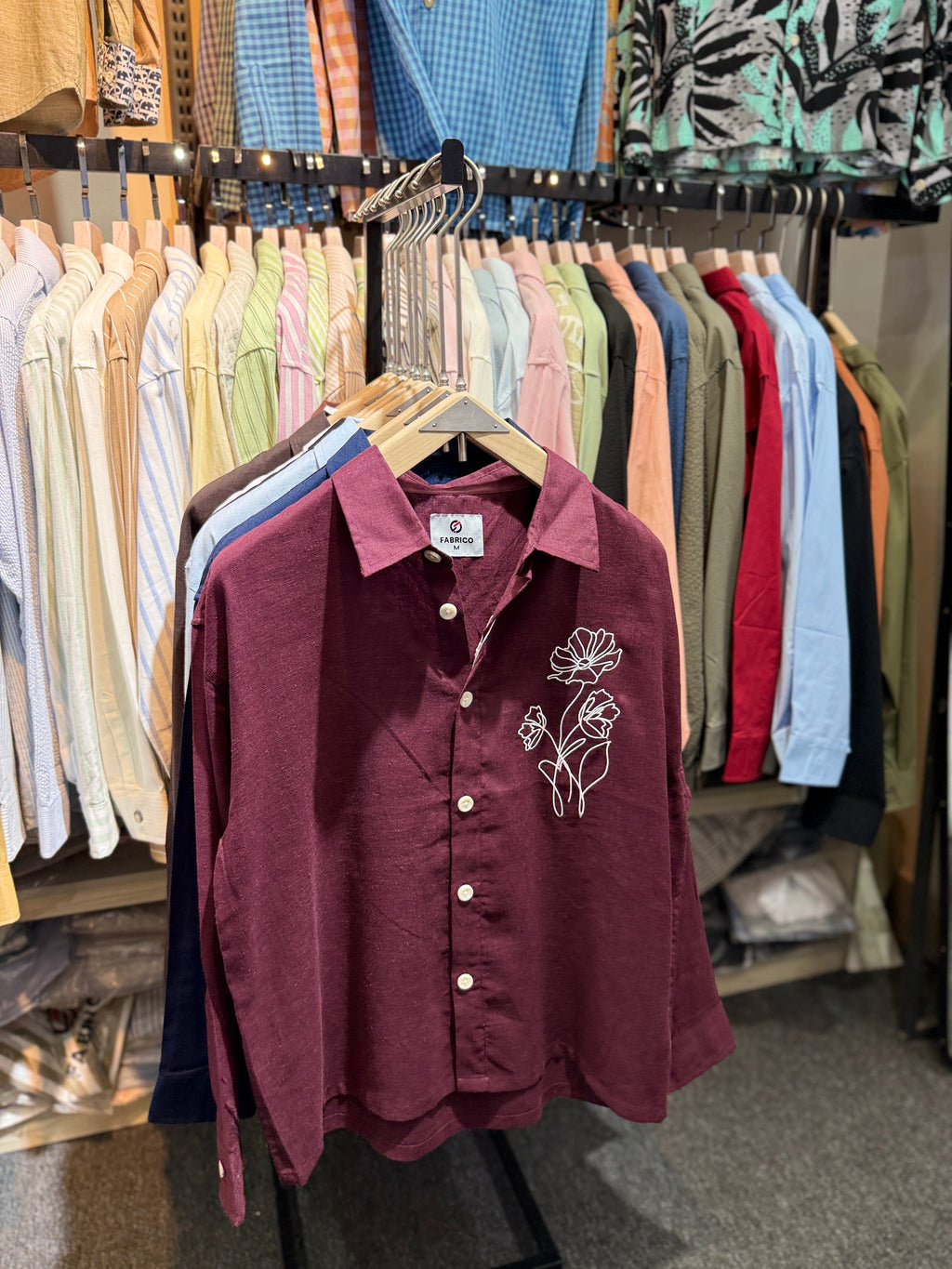 BURGUNDY | EMBROIDERY work BOXY Shirt
