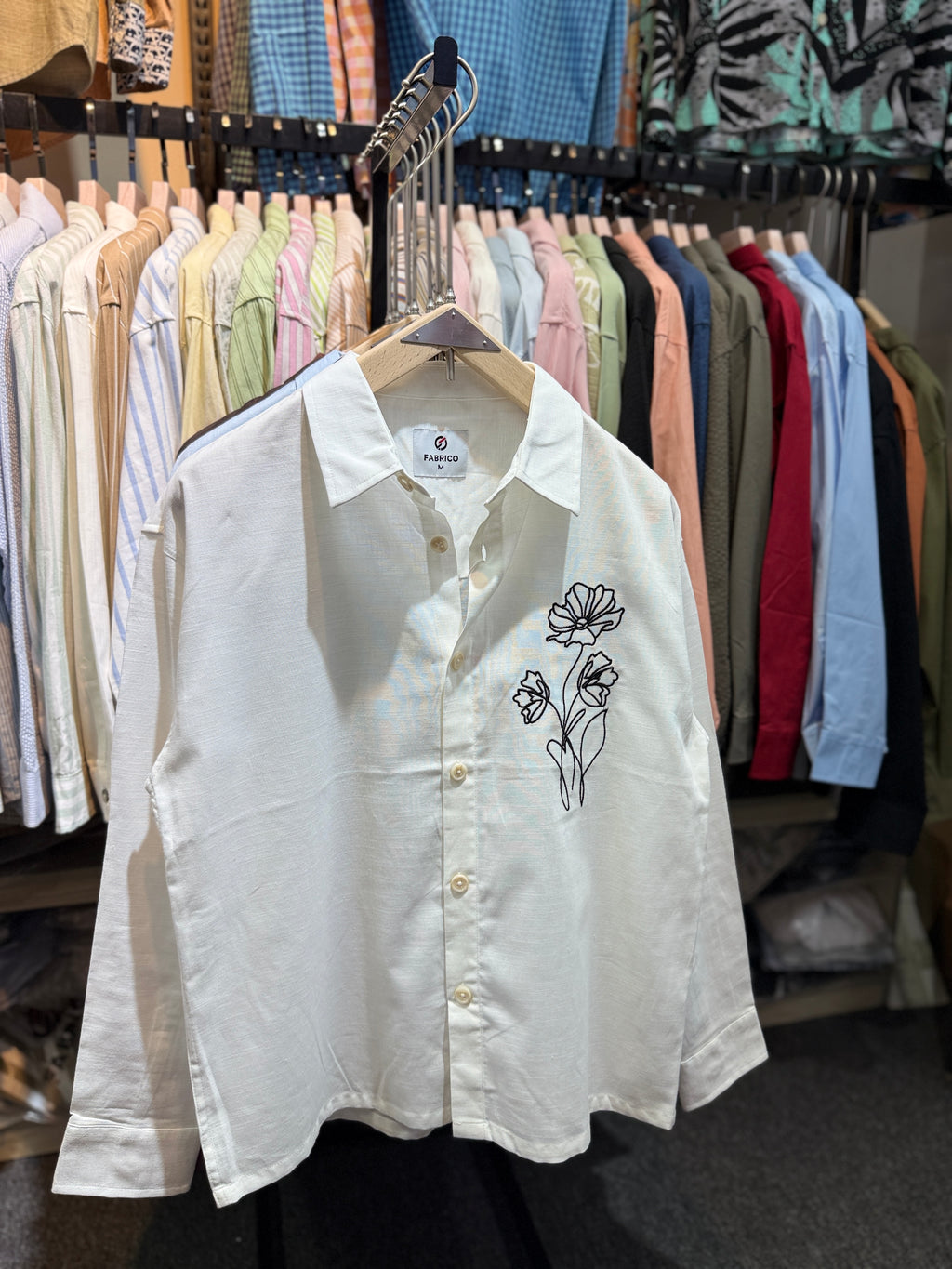 WHITE | EMBROIDERY work BOXY Shirt