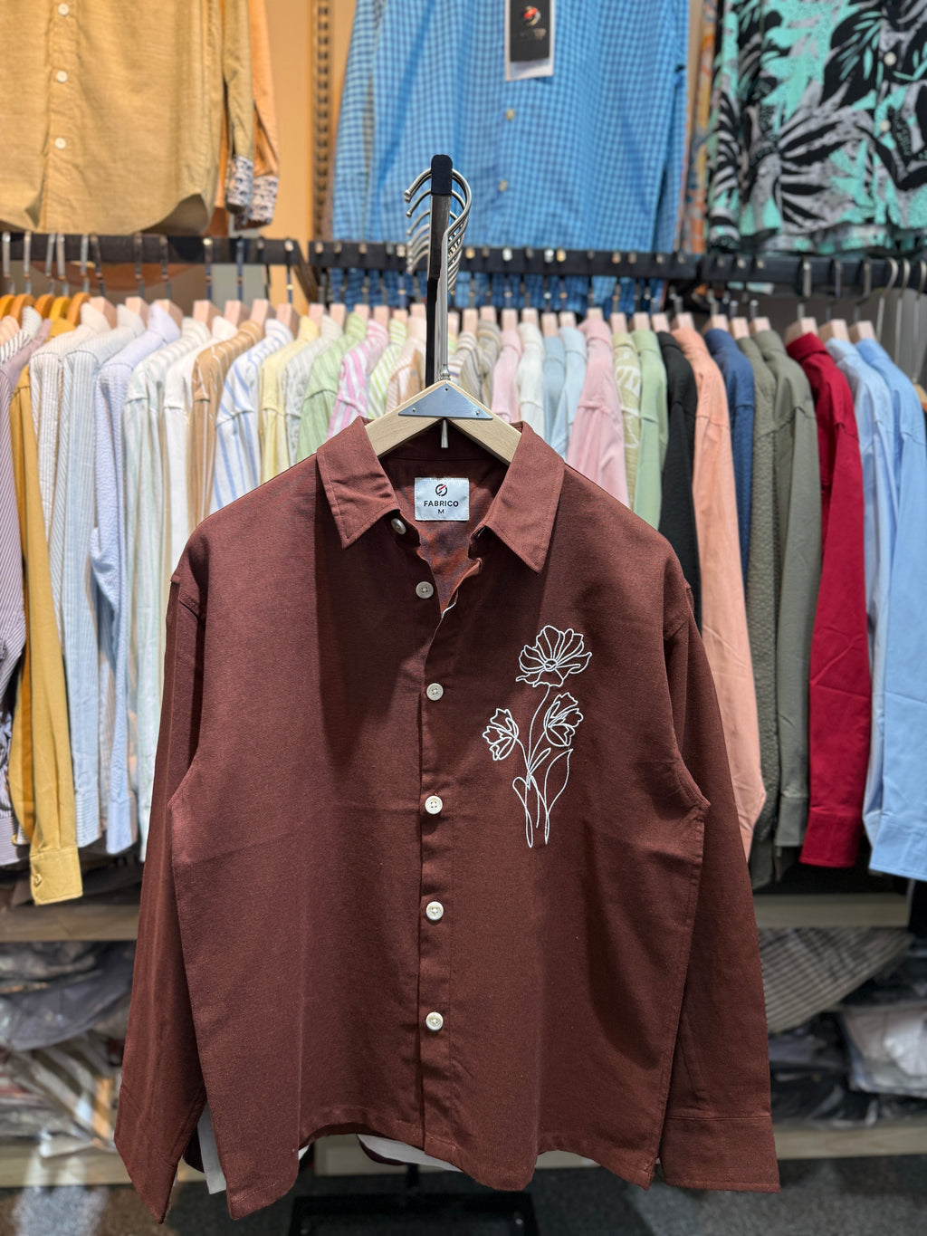 BROWN | EMBROIDERY work BOXY Shirt