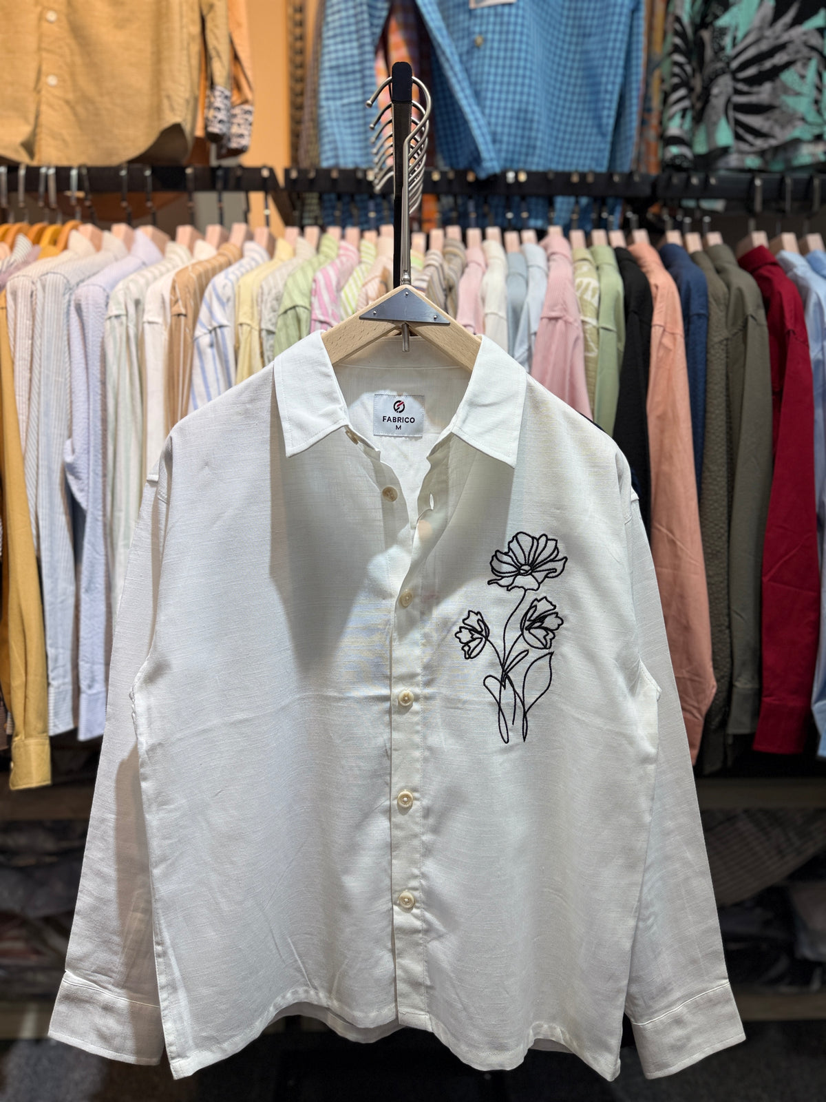 WHITE | EMBROIDERY work BOXY Shirt