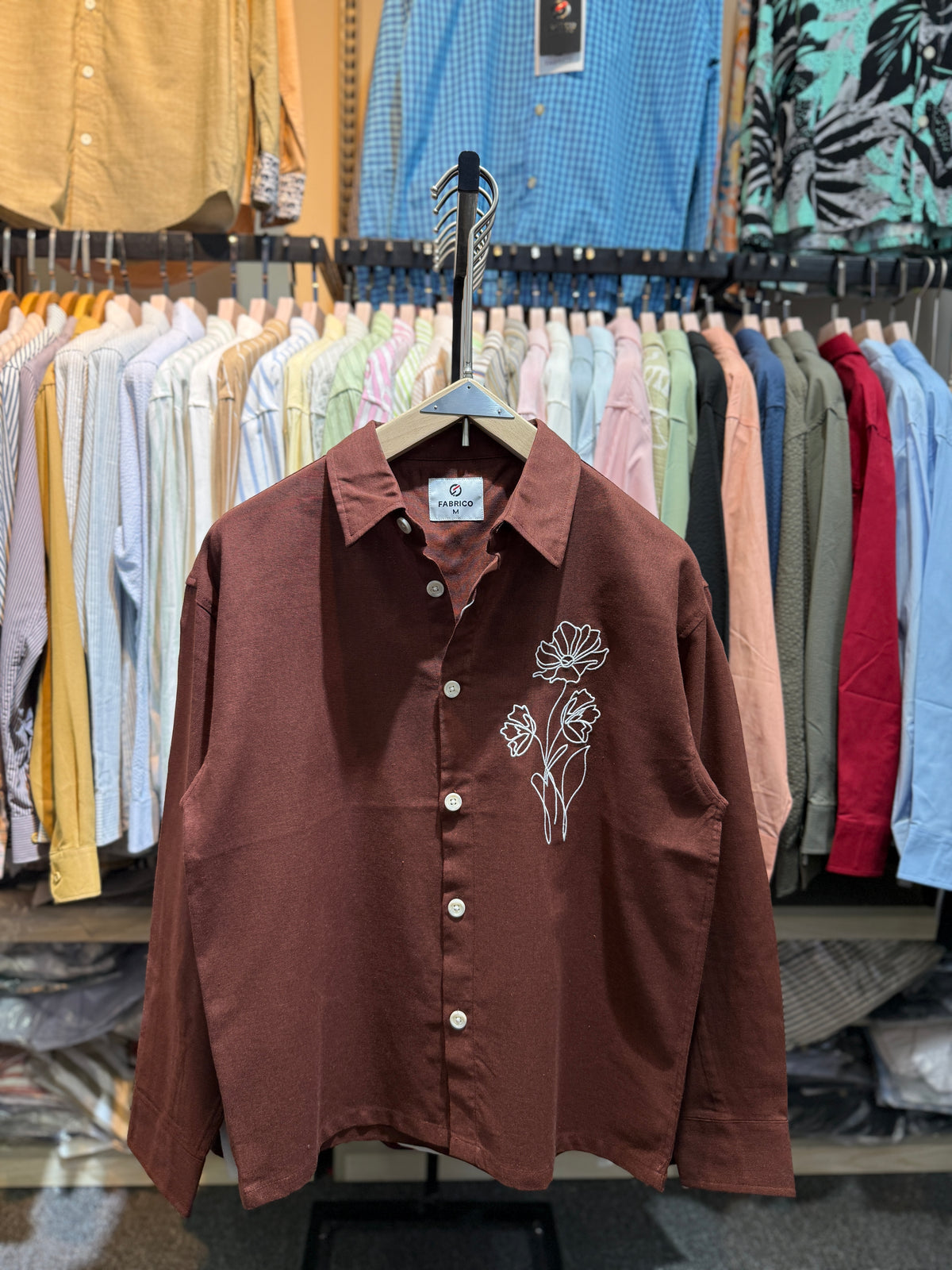 BROWN | EMBROIDERY work BOXY Shirt