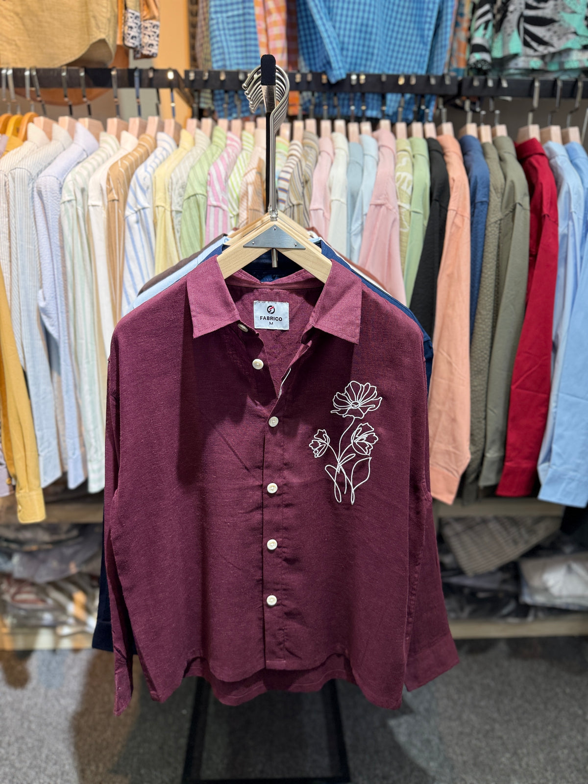 BURGUNDY | EMBROIDERY work BOXY Shirt