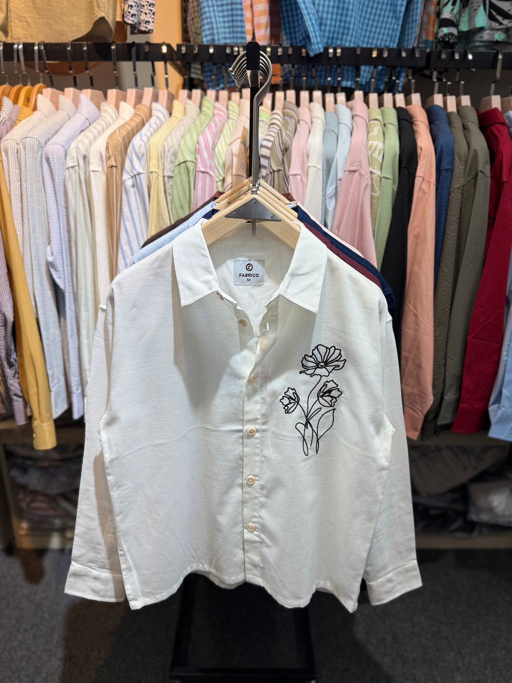 WHITE | EMBROIDERY work BOXY Shirt