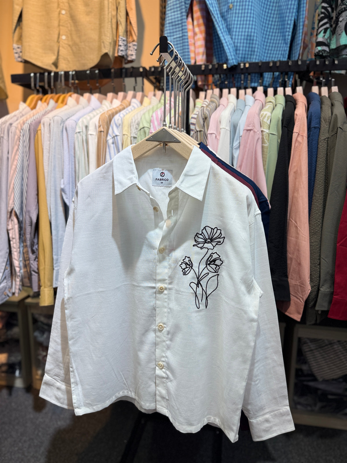 WHITE | EMBROIDERY work BOXY Shirt