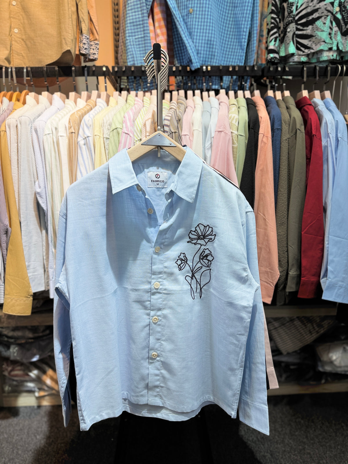 BABY BLUE | EMBROIDERY work BOXY Shirt