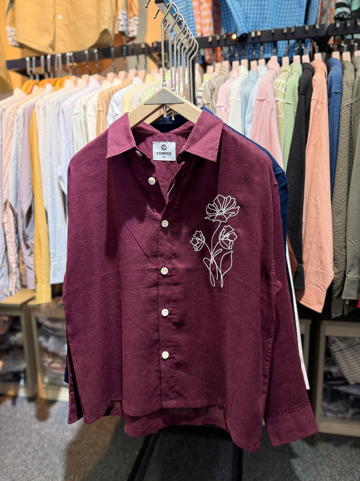 BURGUNDY | EMBROIDERY work BOXY Shirt