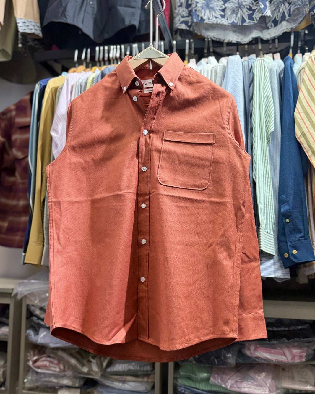 TERRACOTTA ORANGE Pocket Oxford Shirt