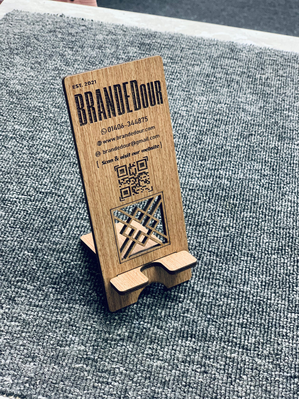 BRANDEDour Crafted Wooden Mobile Stand