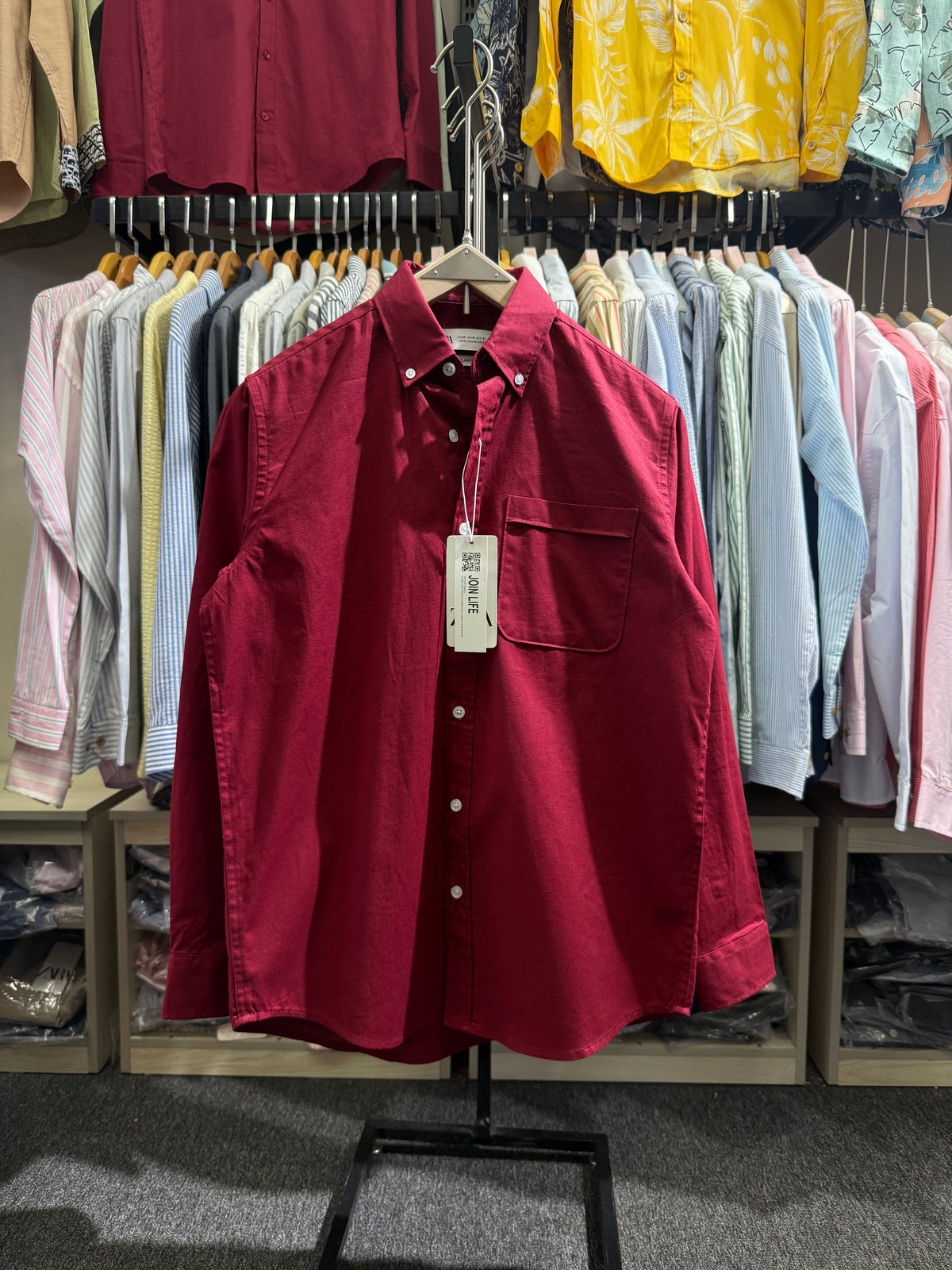 MAROON Pocket Oxford Shirt