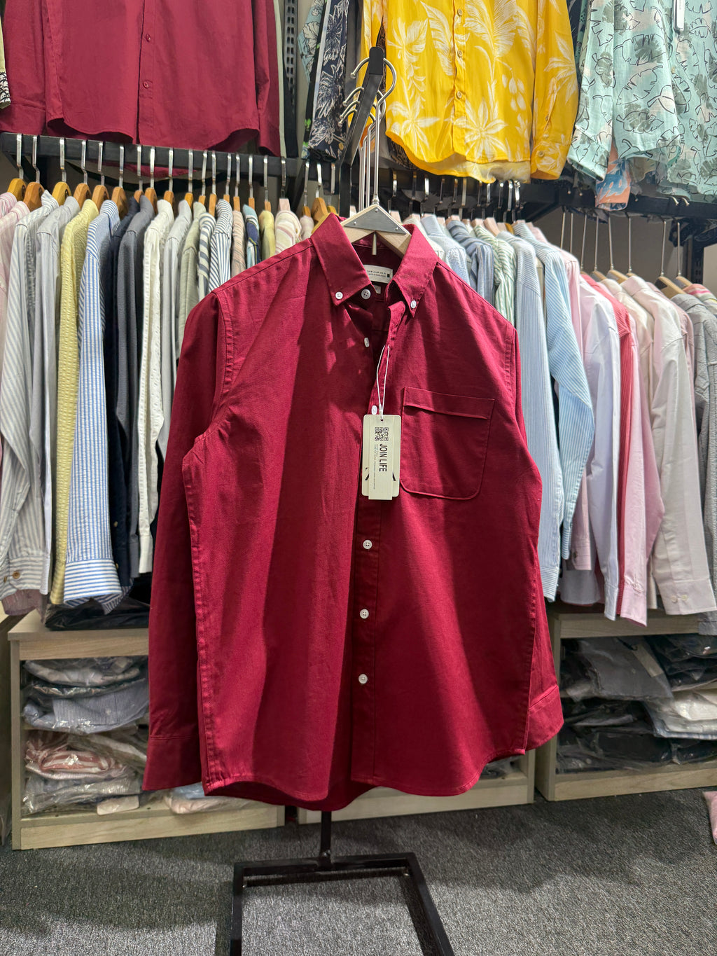 MAROON Pocket Oxford Shirt